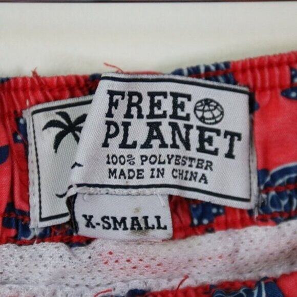 Men's Free Planet Swim Trunks Pink Blue Turtles X-Small - Picture 2 of 5